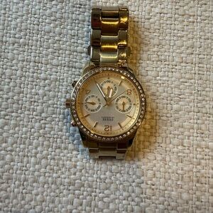 Guess Gold-Tone Crystal Accent Bracelet Watch